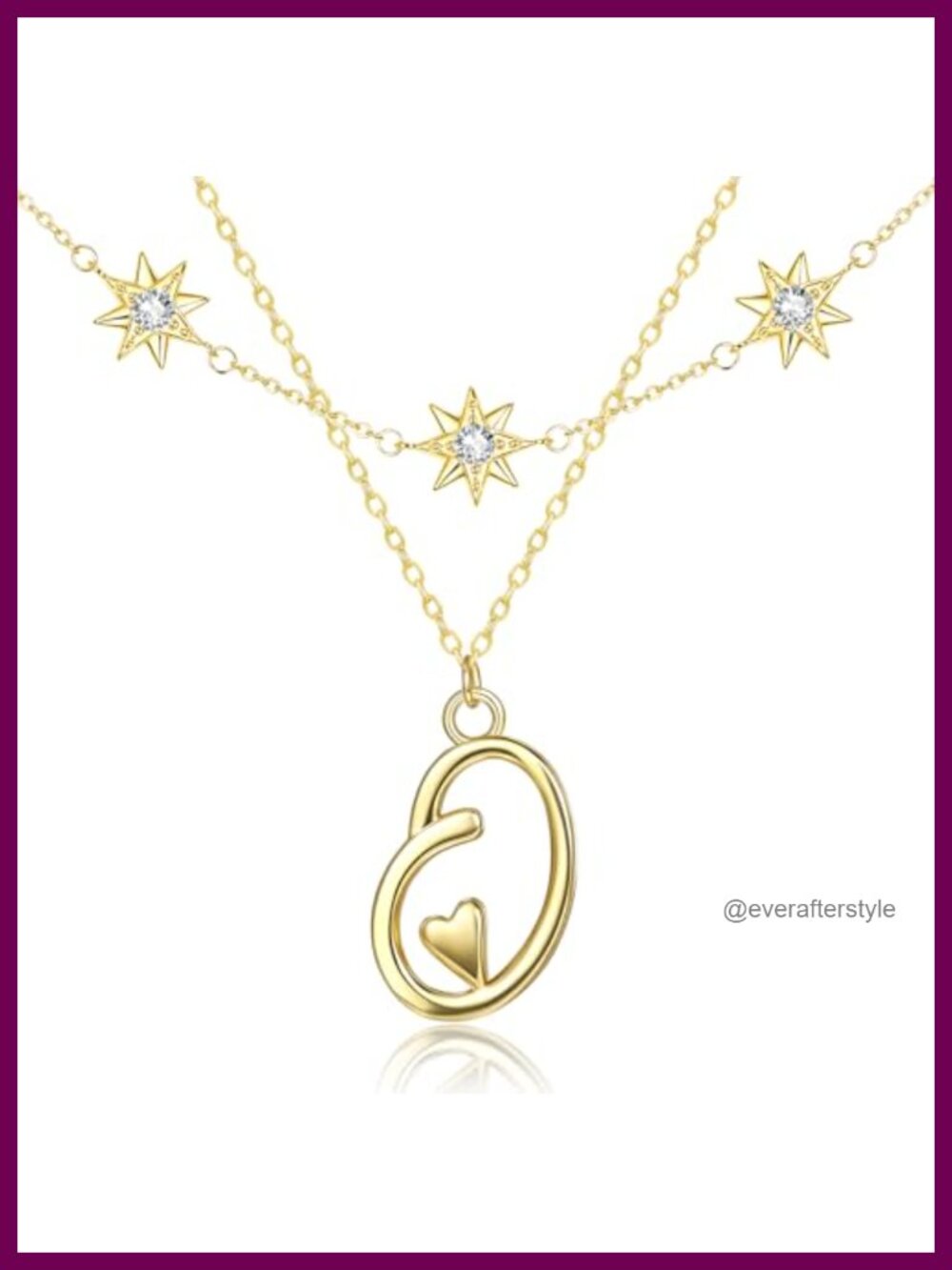 14K Gold Plated Initial Letter Star Pendant Layered Choker Necklace